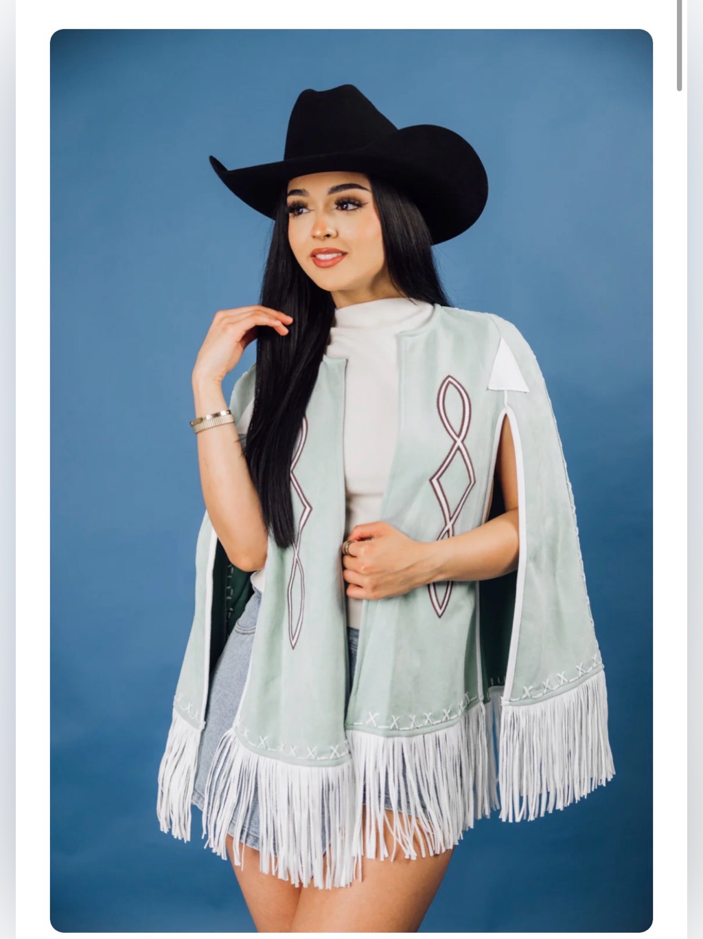 New Blue B Western Fringe Cap